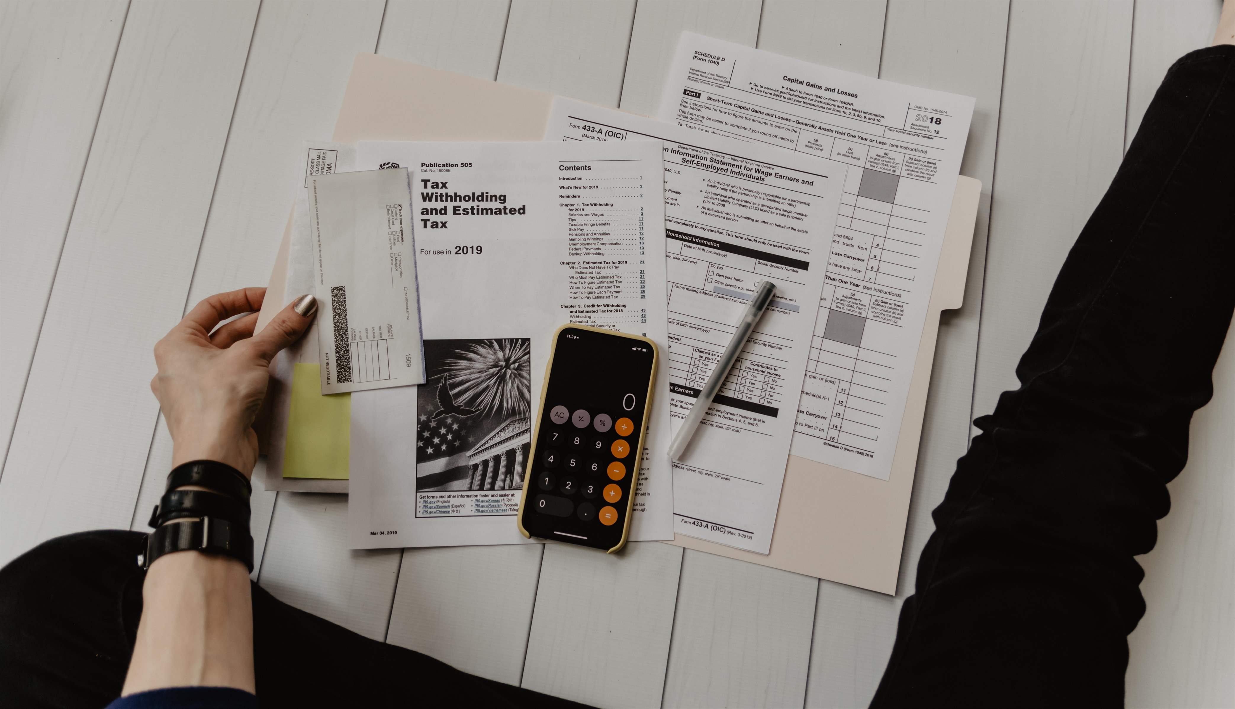 Tax filing paperwork.